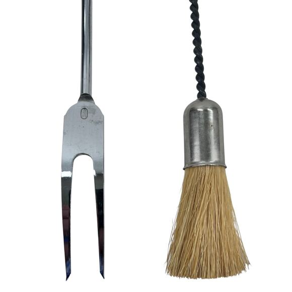 Vintage Ecko USA Grill Tools Orange Olive Green Handle Fork and Baster MCM BBQ - Picture 8 of 8